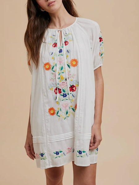 In Bloom Mini Dress in White
