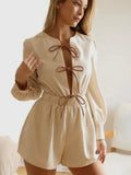 Ready To Bow Romper in Linen