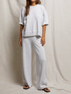 Amber French Terry Wide Leg Pant in Ash