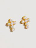 Telo Pearl Cross Stud in White