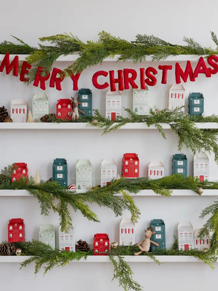 Velvet Merry Christmas Banner in Red