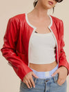 Faux To Go Leather Jacket in Red