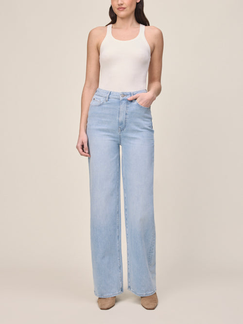 NCE Relaxed Wide Leg Knit Jean in Brightside