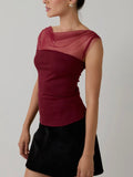 Meshed To Perfection Top in Burgundy