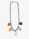 Larissa Beaded Heart Charm Necklace in Blue