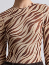 Stretch Mesh Thumbhole Top in Autumn Zebra