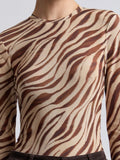 Stretch Mesh Thumbhole Top in Autumn Zebra