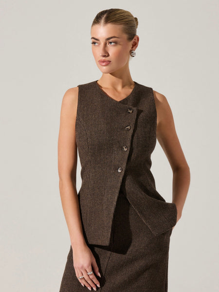 Sonja Vest in Brown Plaid