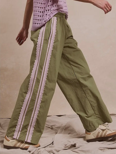 Street Scallops Track Pant in Sage & Lilac