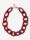 Jenna Chain Link Beaded Necklace in Rust
