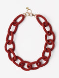 Jenna Chain Link Beaded Necklace in Rust