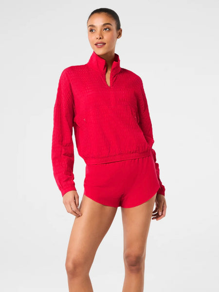 Get Moving Textured Half Zip Jacket in Spanx Red
