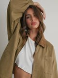 Call Me Cord Barn Jacket in Khaki