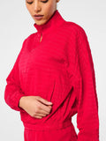 Get Moving Textured Half Zip Jacket in Spanx Red