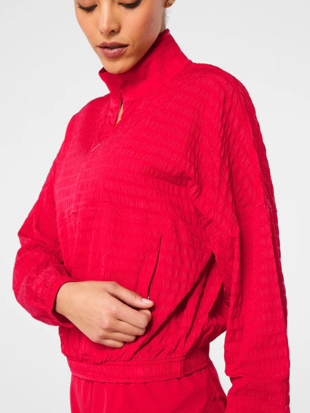 Get Moving Textured Half Zip Jacket in Spanx Red