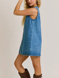 Denim Does It Mini Dress in Mid Blue