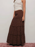 Gigi Floral Tiered Maxi Skirt in Brown