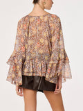 Margaery Top in Brown Floral