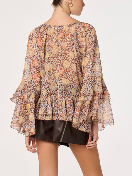 Margaery Top in Brown Floral