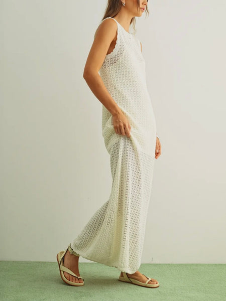 Back At It Knit Maxi Dress in White