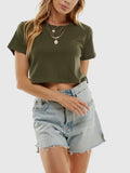 Out of the Boxy Crop Tee in Forest Green