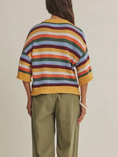 Maple Street Stripe Cardigan in Mustard