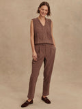 Kay Cable Knit Vest in Deep Taupe