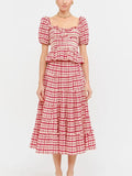 Clemence Plaid Blouse in Red