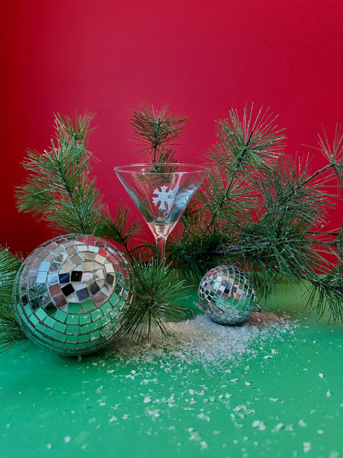 Holiday Icon Martini Glass in Snowflake