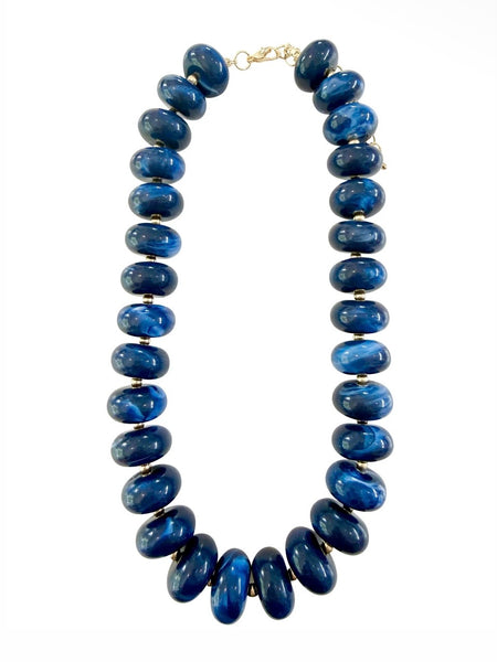 Corinne Chunky Beaded Necklace in Blue