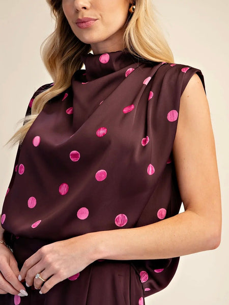Polka Your Dot Blouse in Plum