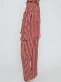 Stay In PJ Set in Poinsettia Stripe Silky Rib