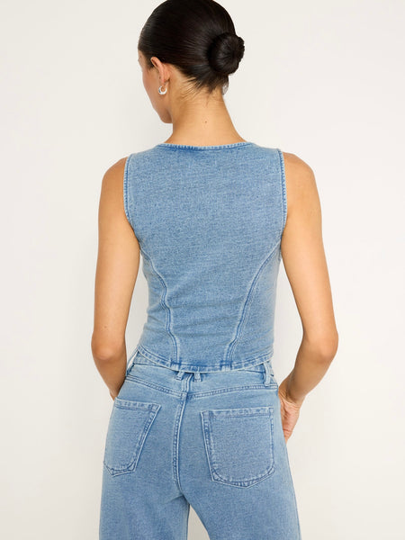 Jeanius Button Front Corset in Indigo586