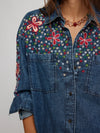 Rainbow Embroidered Denim Shirt in Rinse Wash