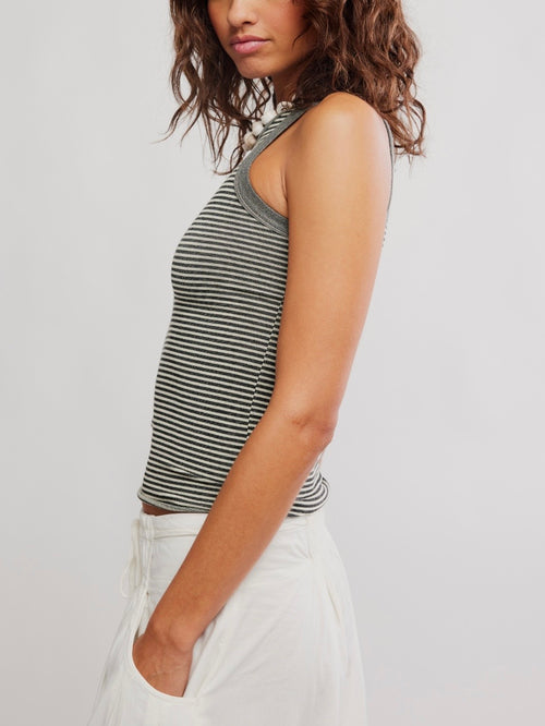 So Soft Seamless Stripe Tank in Black & White