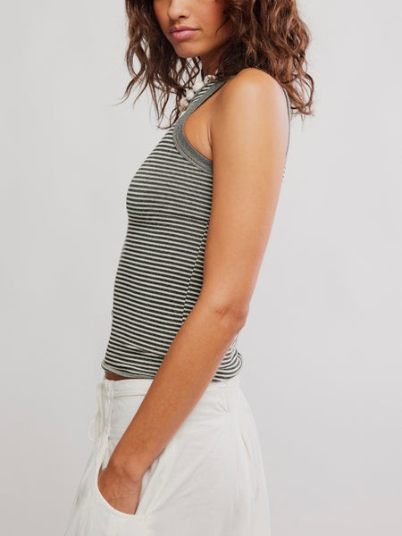 So Soft Seamless Stripe Tank in Black & White