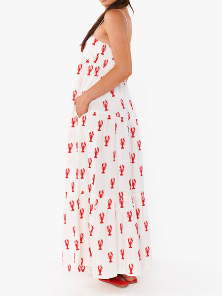 Long Weekend Maxi Dress in Lobster Embroidery