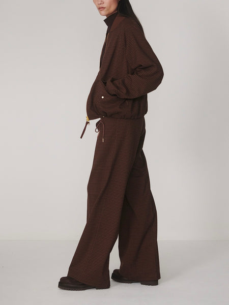 Keagan Short Blouson Jacket in Dark Cocoa Mini Check