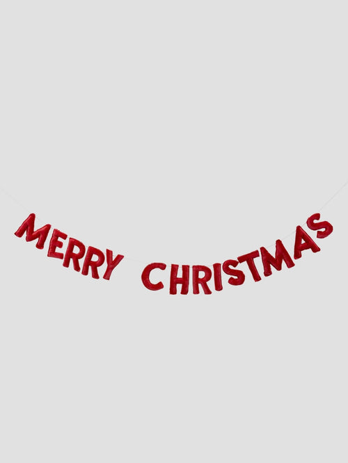 Velvet Merry Christmas Banner in Red