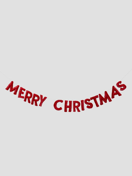 Velvet Merry Christmas Banner in Red