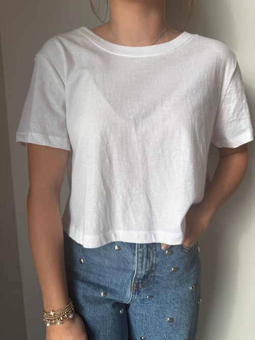 Out of the Boxy Crop Tee in White