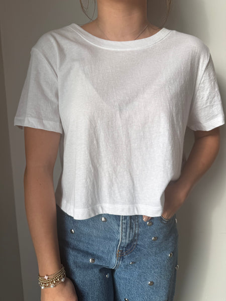Out of the Boxy Crop Tee in White