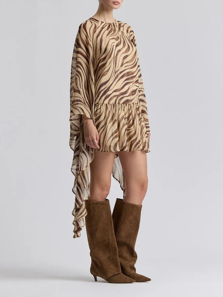 Waterfall Sleeve Georgette Mini in Autumn Zebra