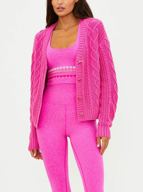Teagan Cardigan in Electric Pink Cable
