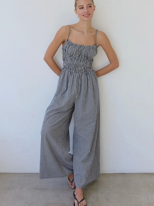 Gingham & Go Jumpsuit in Black