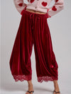 She's The Boss Velvet Balloon Pants in Red