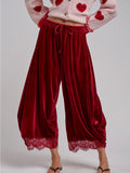 She's The Boss Velvet Balloon Pants in Red