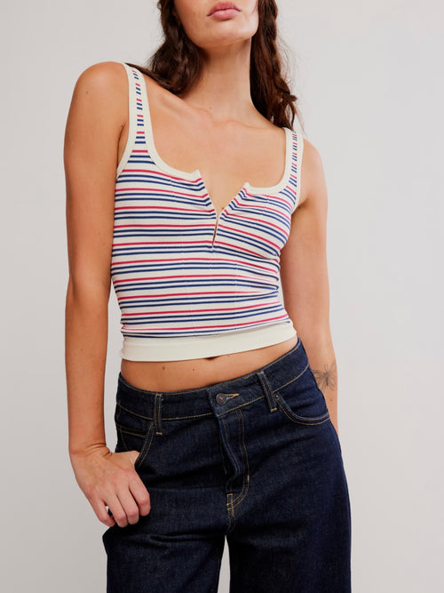 Striped Simply Soft Cami in Peri Combo