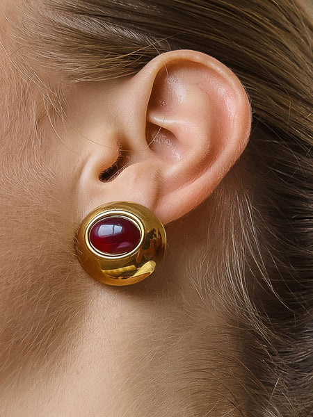 Pine Red Stone Studs