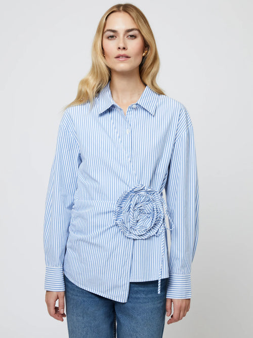 Cambria Stripe Corsa Shirt in Blue & White